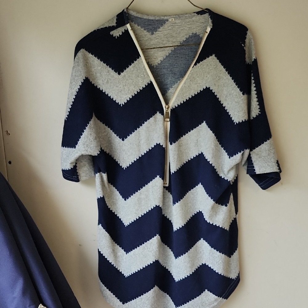 Source Unknown Navy and Gray Chevron Tunic